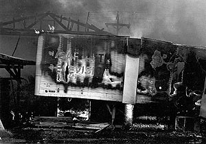Burning TV van at AFTN Udorn - April, 1970